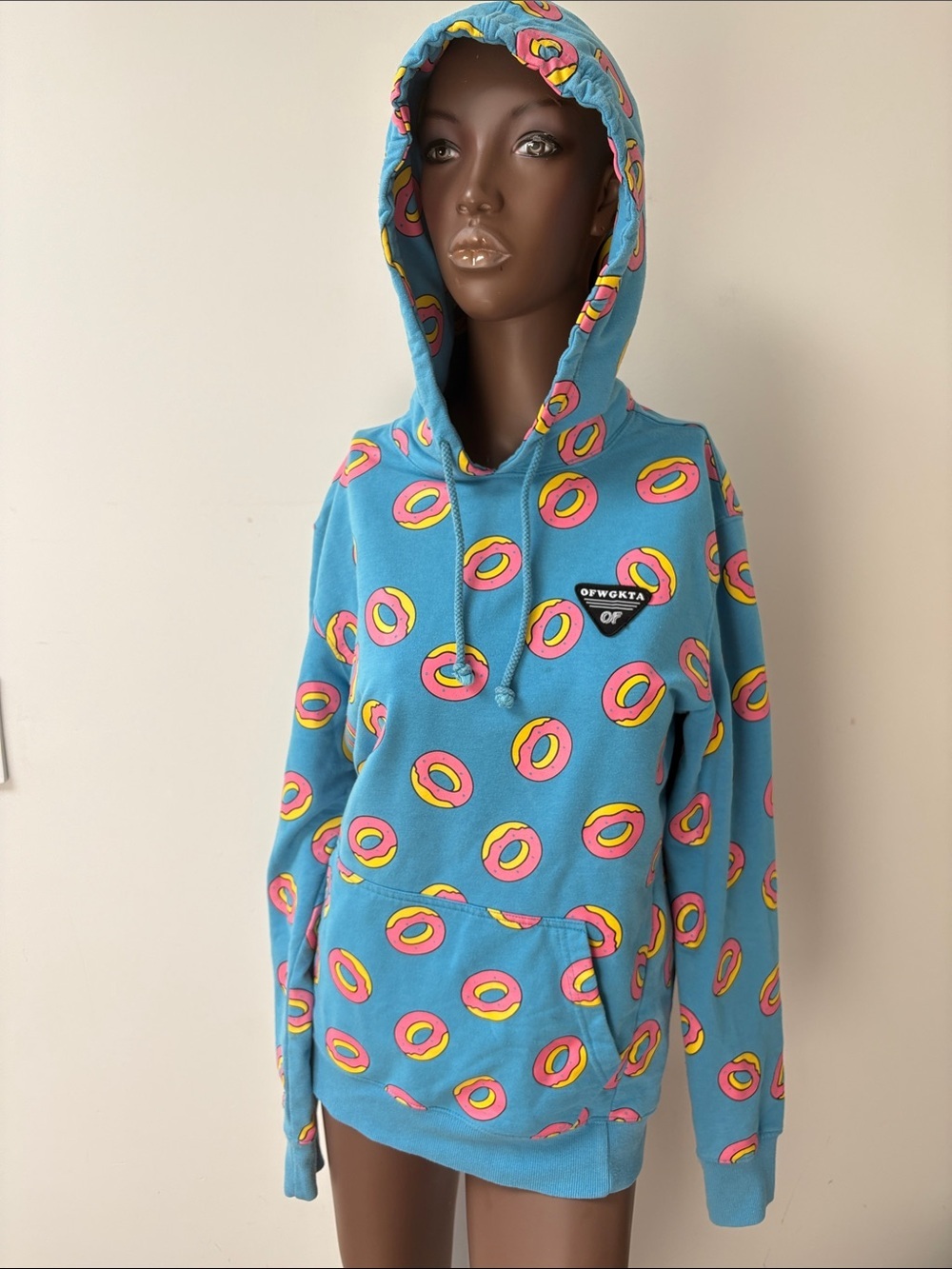 OFWGKTA Hoodie Unisex Donuts AOP Hip Hop Pullover Sweater blue pink Small S